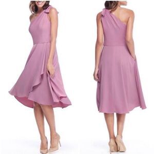 Gal Meets Glam Purple Satin One Shoulder Knee Dress Lavender Size 10